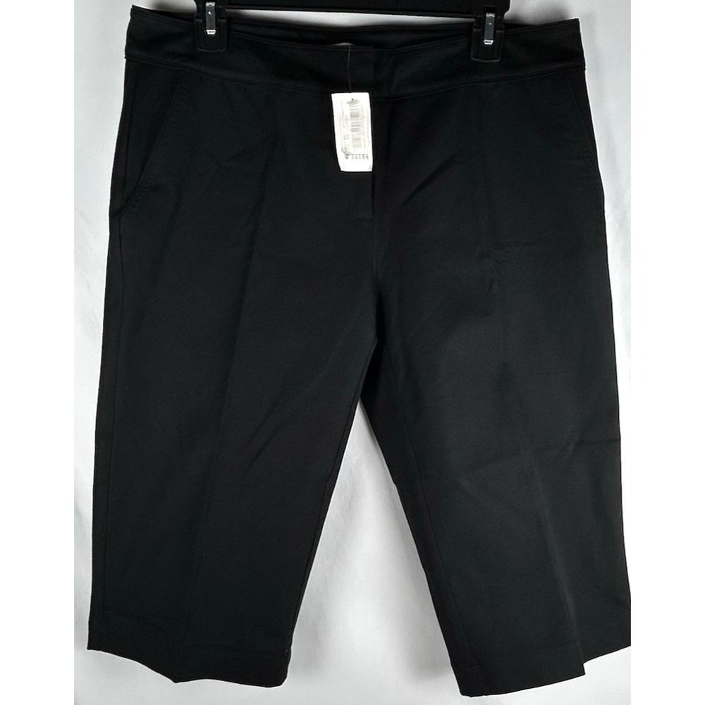 NWT Eileen Fisher Black 16" Inseam Long Bermuda Shorts Peddle Pushers Womens M